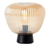 Brilliant Lampe De Chevet Kaizen Verre Métal Noir Beige | 250mm - Convient pour 1x E27
