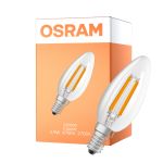 Osram Classic LED E14 Bougie Filament Claire 2.9W 470lm - 827 Blanc Très Chaud | Dimmable - Équivalent 40W