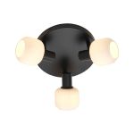 Nordlux Milford Plafonnier Verre Mini 3-Rondel Noir | Convient pour 3x E14
