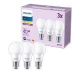 Lot 3x Philips Ampoule LED E27 Poire Dépolie 5W 470lm - 827 Blanc Très Chaud