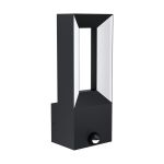 Eglo Applique Murale Riforano Aluminium Noir 5W 550lm - 830 Blanc Chaud | IP44 - Détecteur De Mouvement