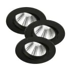 Lot 3x Nordlux Spot Fremont Métal Noir 4.5W 345lm 36D - 827 Blanc Très Chaud | 85mm - IP23- Dimmable
