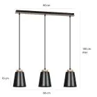 Emibig Suspension Luminaire Bolero Acier Noir | Convient pour 3x E27 - Max 15W