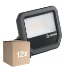Lot 12x Ledvance Projecteur LED Aluminium Noir 17W 2400lm 100D - 865 Lumière Du Jour | IP66 - Symétrique