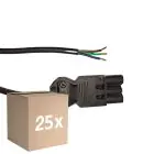 Lot 25x Noxion GST - Compatible Câble d’alimentation Noir - Mâle + Extrémités ouvertes - 0,3m - 3 pole 0,75mm2