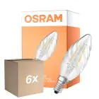 Lot 6x Osram Classic LED E14 Torsadée candle Filament Claire 2.8W 250lm - 827 Blanc Très Chaud | Dimmable - Équivalent 25W