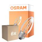 Lot 6x Osram Classic LED E27 Bougie Filament Claire 4.8W 470lm - 827 Blanc Très Chaud | Dimmable - Équivalent 40W