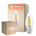 Lot 10x Ledvance Classic LED E27 Bougie Filament Claire 3.4W 470lm - 827 Blanc Très Chaud | Dimmable - Équivalent 40W