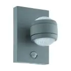 Eglo Applique Murale Sesimba 1 Acier Argent Up & Down 3W 330lm - 830 Blanc Chaud | IP44 - Détecteur de Mouvement et de Lumière