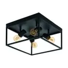 Eglo Plafonnier Silentina Acier Noir | IP20 - Convient pour 4x E27 