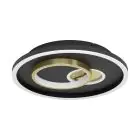 Eglo Mur et Plafonnier Tiriolo Acier Noir Dorée 14W 1800lm - 840 Blanc Froid | IP20 